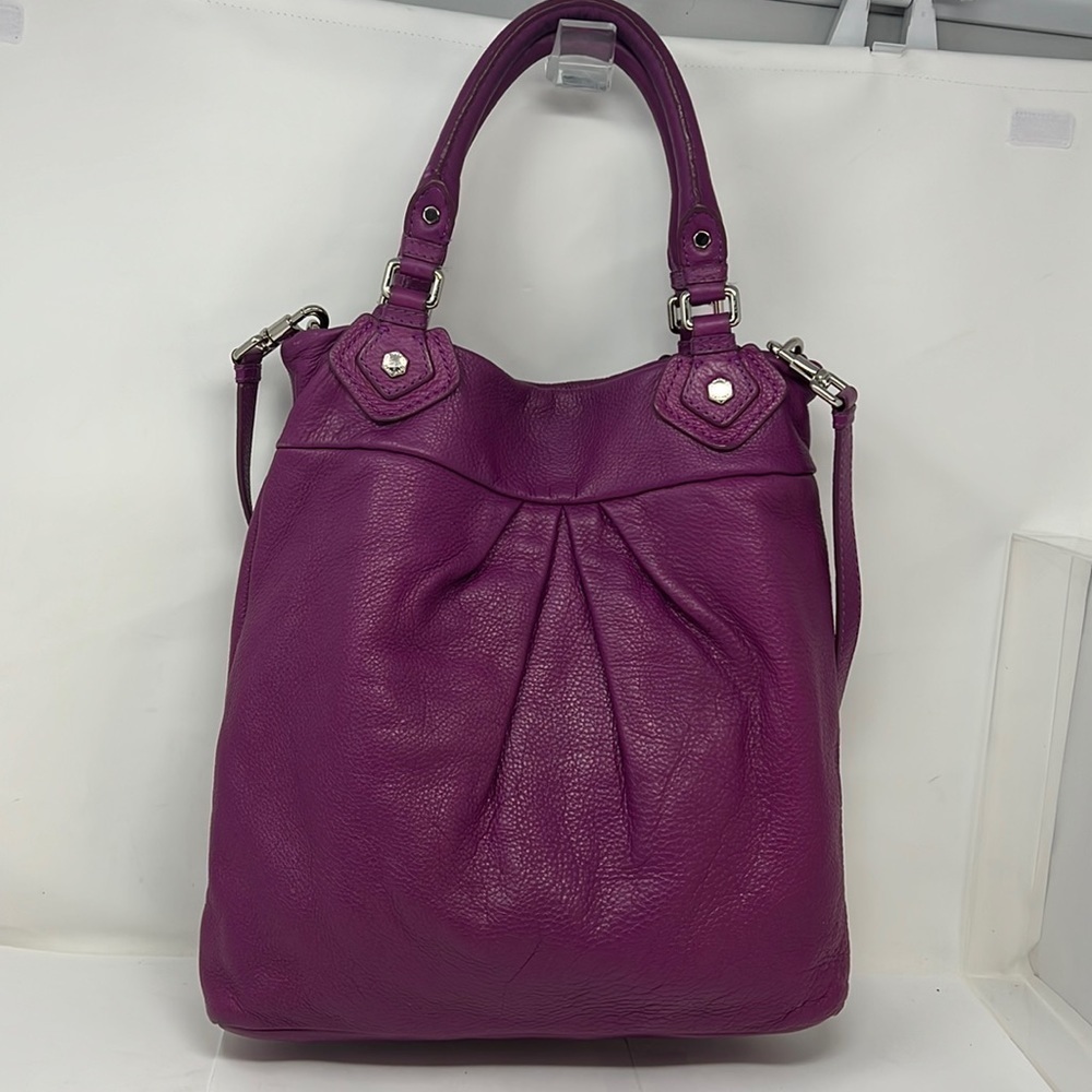 Marc by Marc Jacobs Purple Leather Long Tote Bag Double Handle Shoulder Strap - Picture 5 of 16